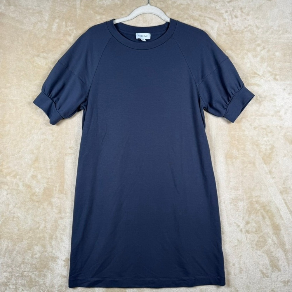 Evereve Womens‎ XS Navy Blue Puff Sleeve Raglan Shift T-Shirt Dress Summer Dress